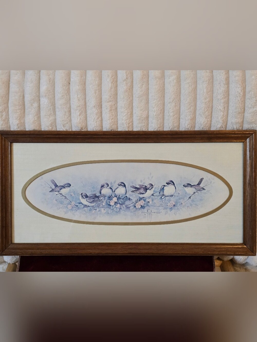 VTG 1983 Margie Morrow Birds on a Limb Framed Lithograph Art Print Homco